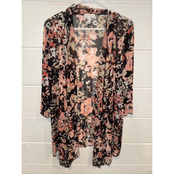 Susan Graver Kimono Cardigan Bundle (3) Floral Chiffon Cardigan Large - Picture 5 of 9